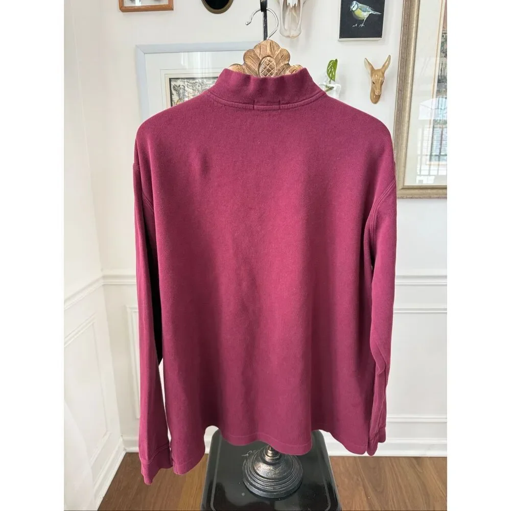 Polo Ralph Lauren 1/4 Zip Burgundy Cotton Pullover XL
